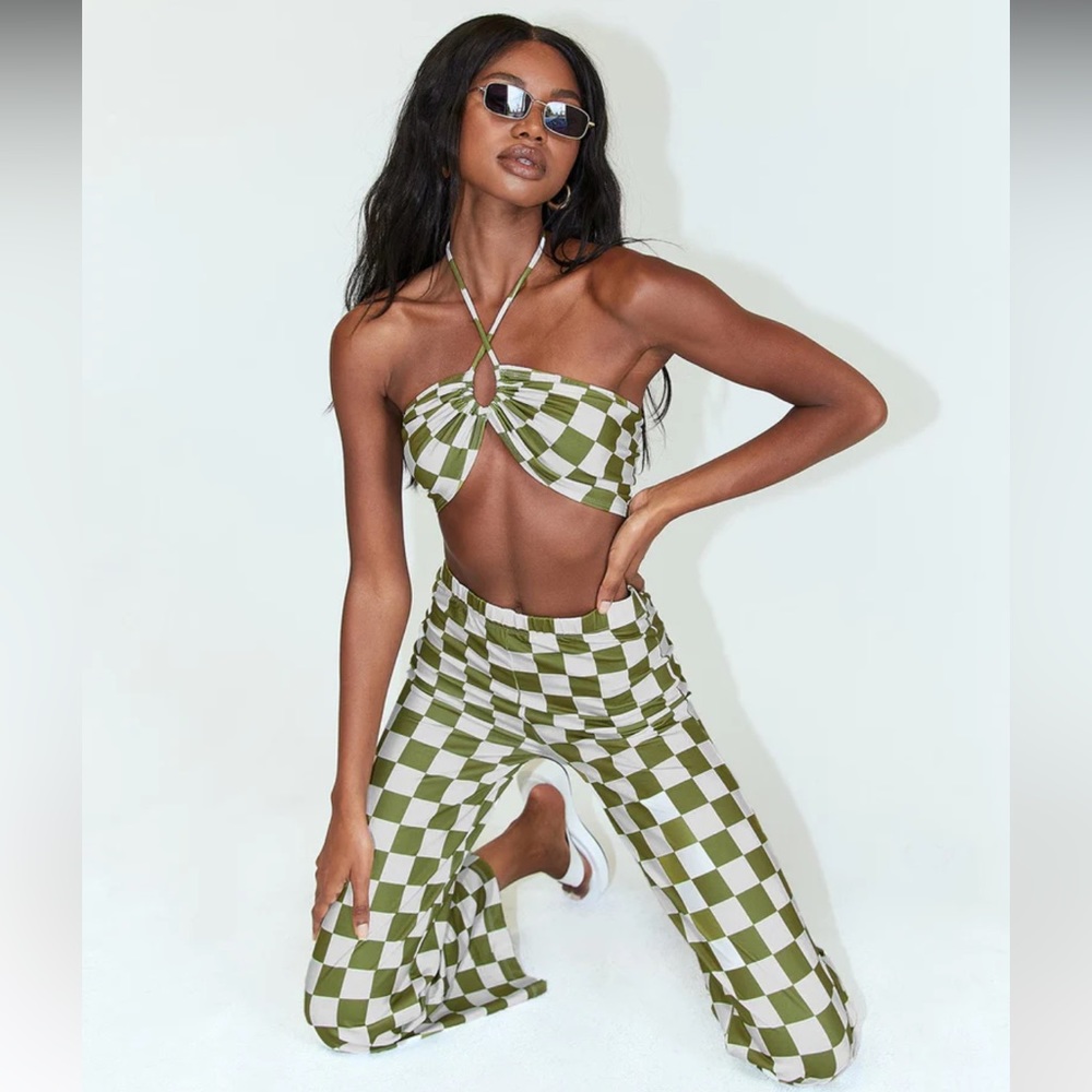 Princess Polly Latiana Green Checkered Set